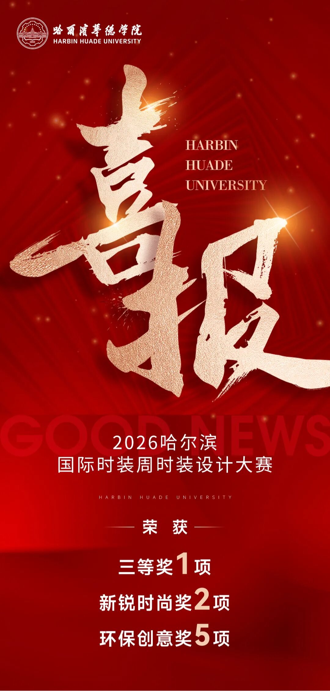 闪耀国际舞台！华德学子在2026哈尔滨国际时装周“未来之星”大赛斩获8项大奖！